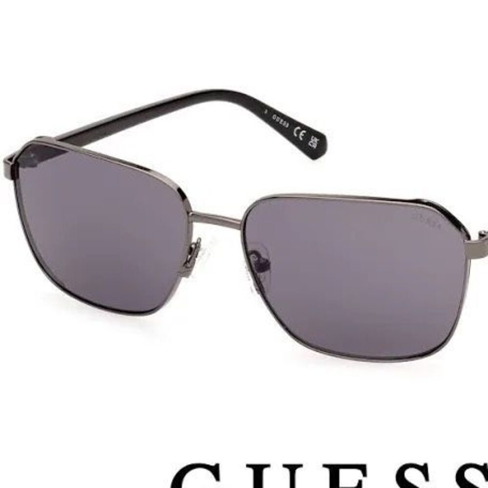 Guess GU00117 Thin Gunmetal Frame Rectangle Sunglasses Smoke Lens NEW - Picture 2 of 12